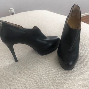 Black Leather Platform Booties